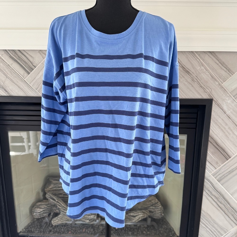 Vineyard Vines Striped Tunic Top 3/4 Sleeve Blue Casual Comfy Size‎ S